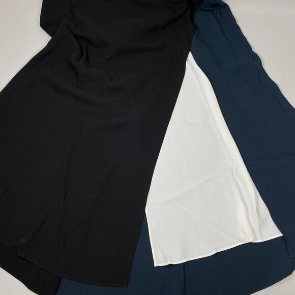 NEW REISS Midi Dress Black Size M Petite Faro Hybrid Colourblock Sleeveless - Picture 3 of 10